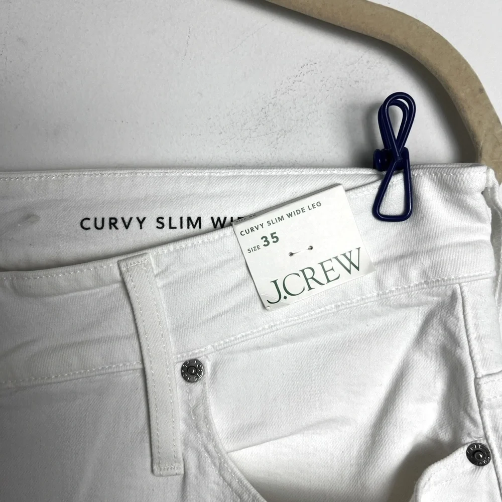 NEW J. Crew White Curvy Slim Wide-Leg Classic Preppy Relaxed High Rise Jeans‎ 35